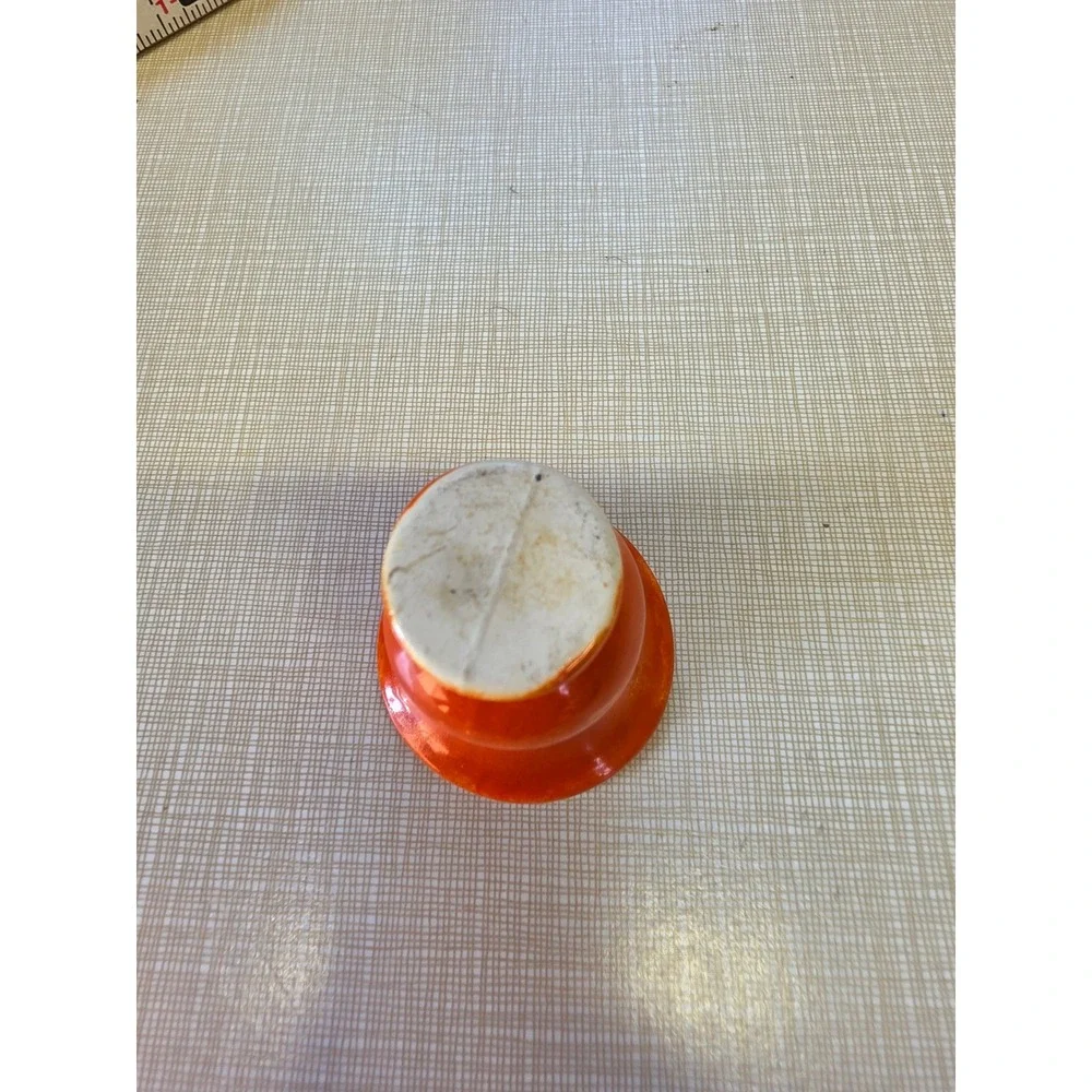 Vintage Miniature Orange Glazed Ceramic Vase Tiny Bud Vase Urn 2.25 Inch